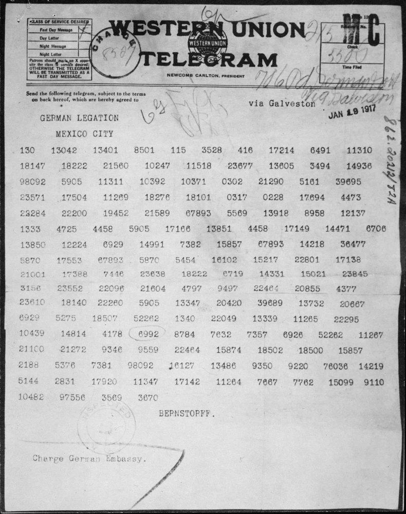 Ilustración 3 del documento original: Cómo un telegrama desde Veracruz alteró el rumbo de la Primera Guerra Mundial