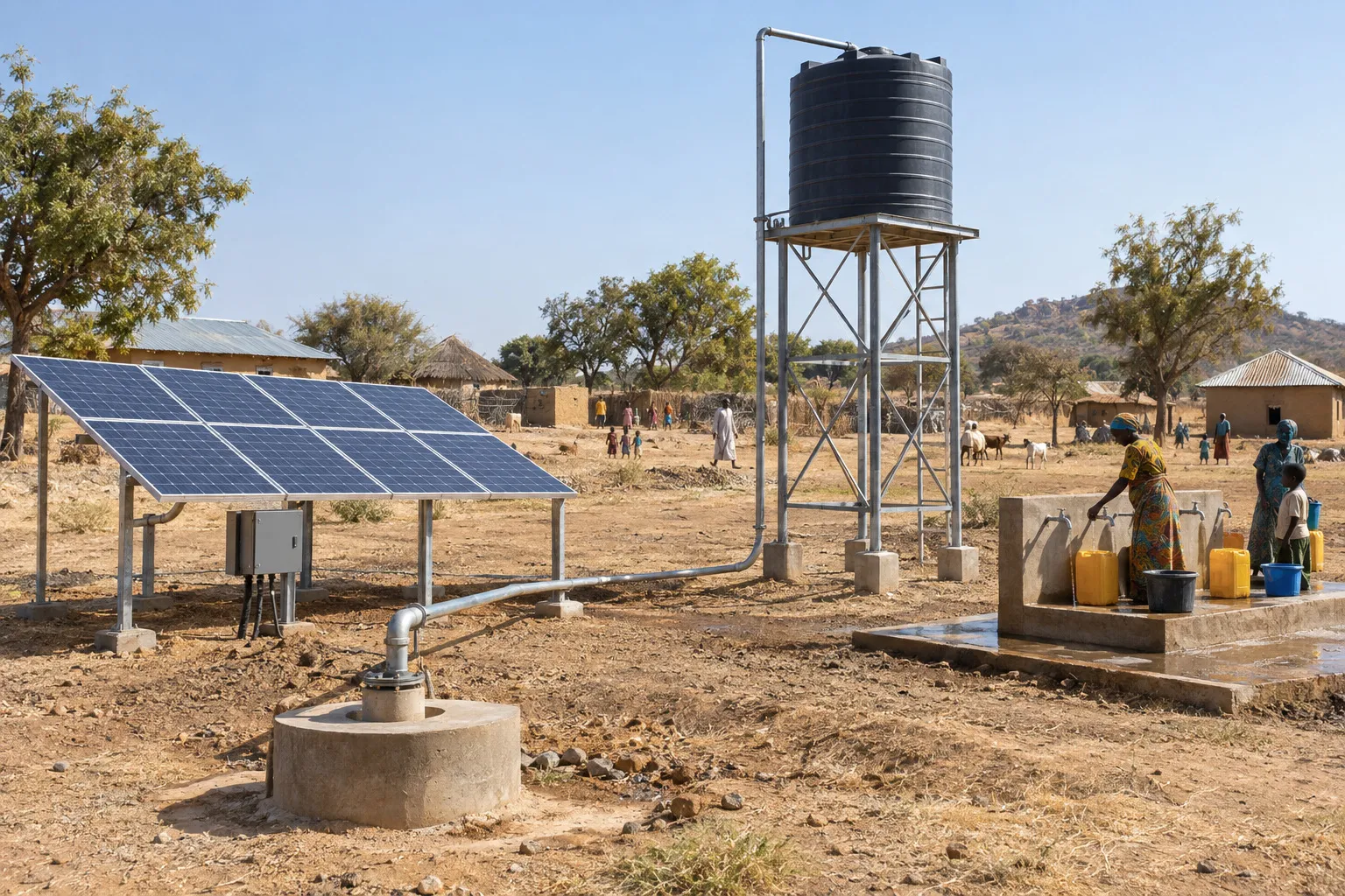 Sistema solar de bombeo de agua en Kagarawal, Gombe, Nigeria