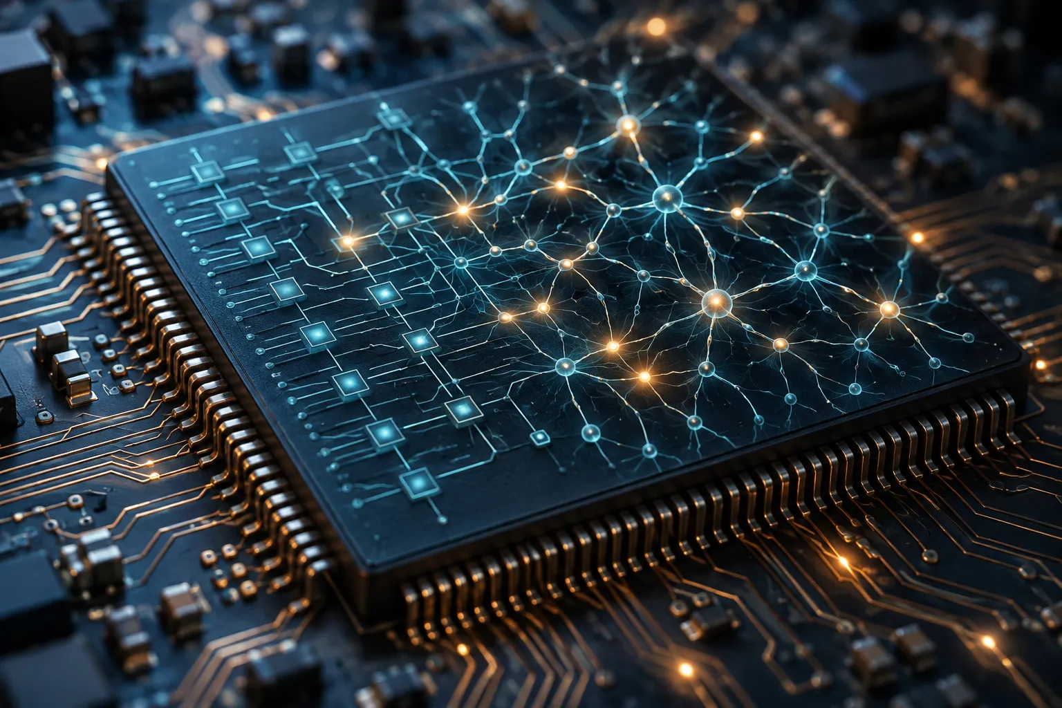 Circuito neuromórfico con una red de neuronas electrónicas sobre un chip