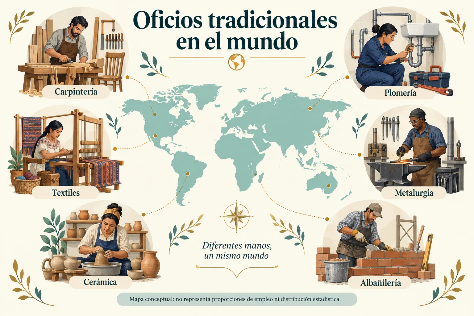 Mapa global de la distribución de oficios tradicionales
