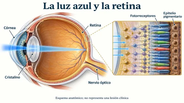 Anatomía de la retina e impacto de la luz azul