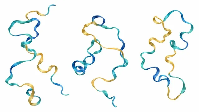 Representación conceptual de una proteína flexible en distintas conformaciones