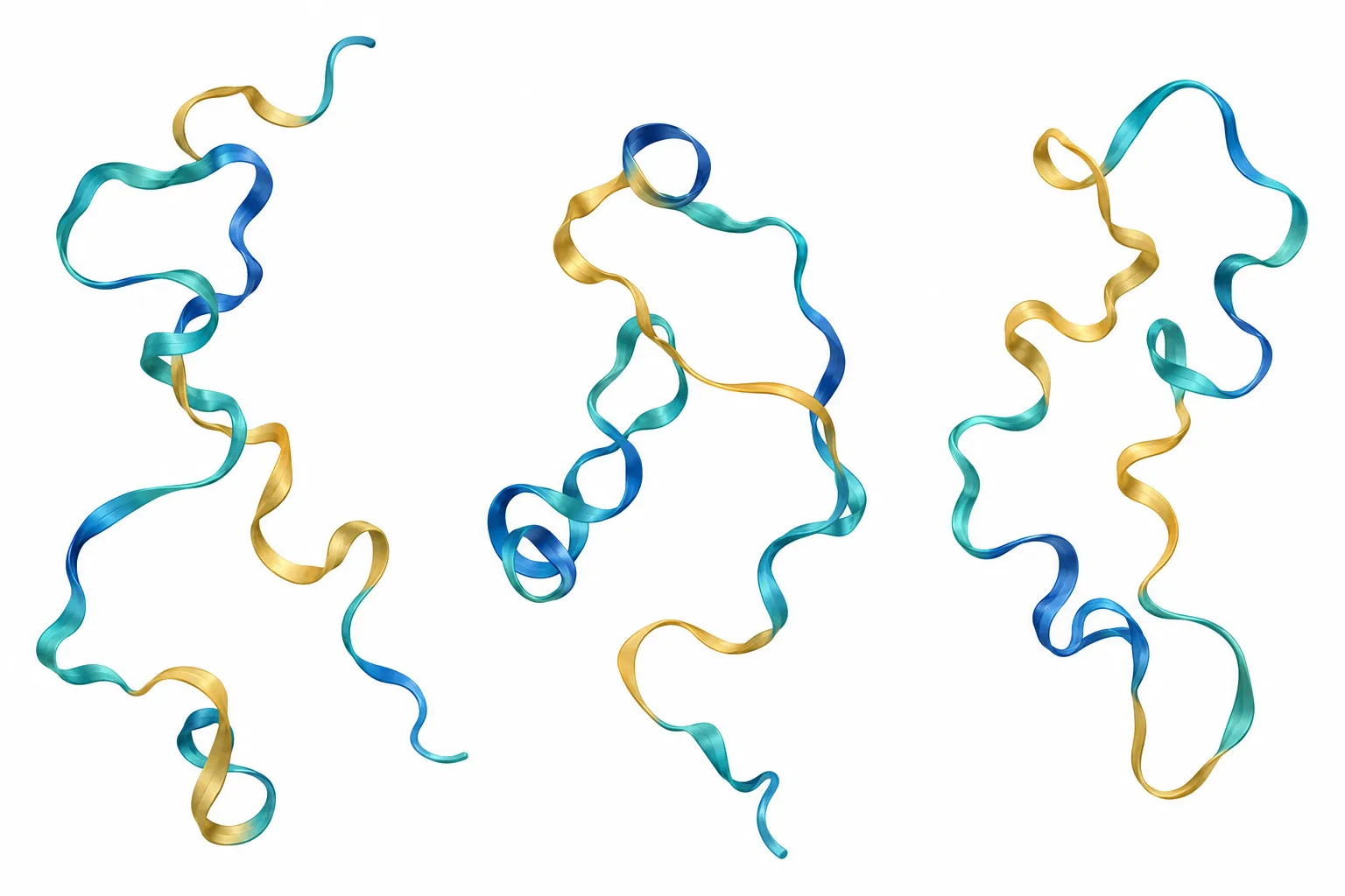 Representación conceptual de una proteína flexible en distintas conformaciones