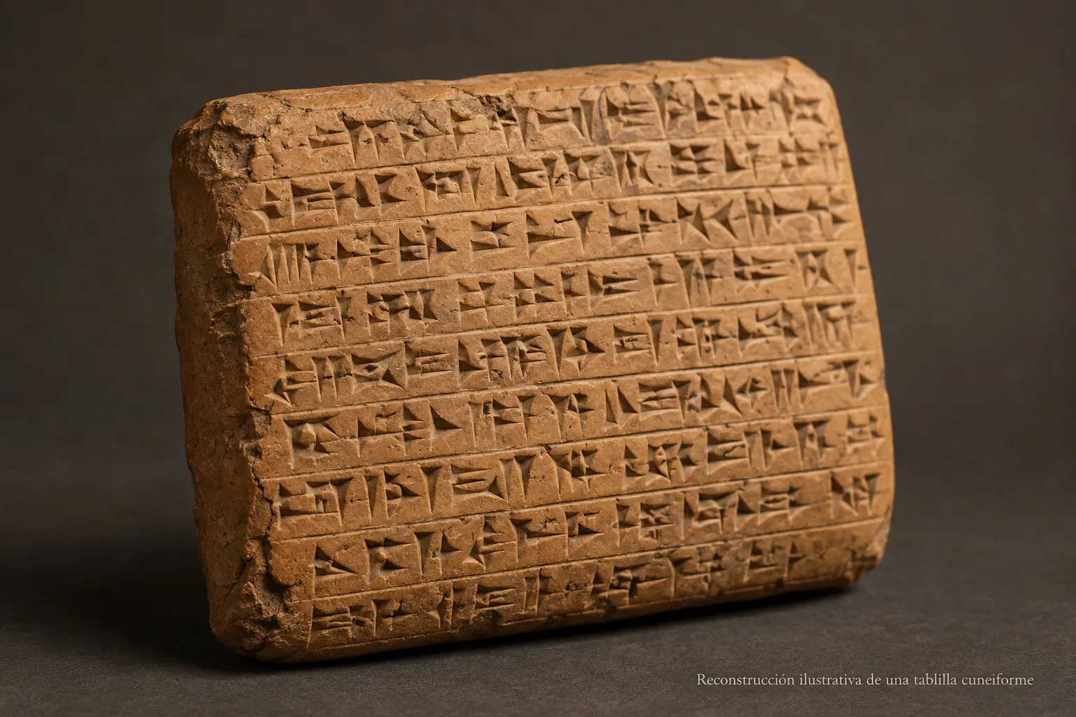 Tablilla mesopotámica de arcilla con escritura cuneiforme, hacia 700 a. C.